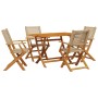 Set de comedor de jardín 5 pzas ratán PE madera maciza beige de , Conjuntos de jardín - Ref: Foro24-3281696, Precio: 361,34 €...