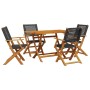 Set de comedor de jardín 5 pzas ratán PE madera maciza negro | Foro24.es | Tu tienda online para hogar, jardín y más Foro24.es