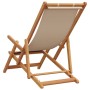Silla de playa plegable madera maciza de eucalipto y tela beige