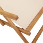 Silla de playa plegable madera maciza de eucalipto y tela beige
