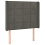 Cama box spring colchón y LED terciopelo gris oscuro 90x190 cm
