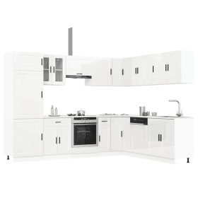 Mueble cocina Porto blanco brillo 14 pzas madera contrachapada de , Armarios de cocina - Ref: Foro24-3314993, Precio: 1,00 €