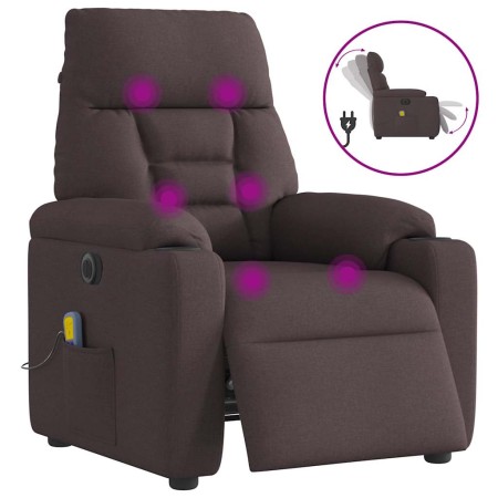 Sillón reclinable de masaje eléctrico tela marrón oscuro de , Sillones - Ref: Foro24-3303027, Precio: 249,44 €, Descuento: %