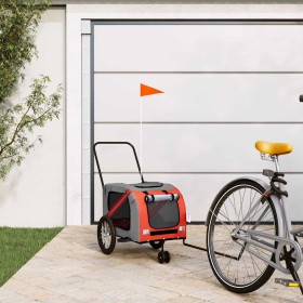 Remolque de bicicleta mascotas hierro tela Oxford naranja gris