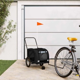 Remolque de bicicleta mascotas hierro tela Oxford negro