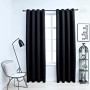 Cortinas opacas con anillas (2 unidades), color negro, 137 x