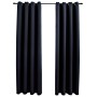 Cortinas opacas con anillas (2 unidades), color negro, 137 x