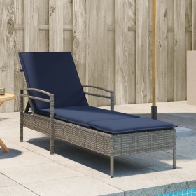 Tumbona con cojín gris 63x200x81 cm ratán sintético (solo EE. UU.) de , Tumbonas - Ref: Foro24-368305, Precio: 165,20 €