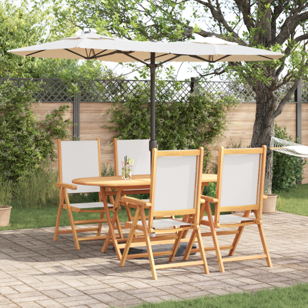 Juego de Comedor de Jardín de 5 Piezas en Blanco Crema de Madera Maciza de Acacia | Foro24.es | Tu tienda online para hogar, jardín y más Foro24.es