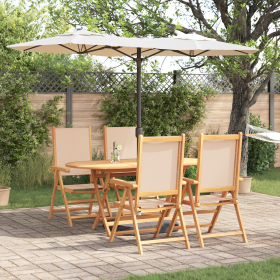 Conjunto de comedor de jardín de 5 piezas beige en madera de acacia de , Mesas de jardín - Ref: Foro24-3375748, Precio: 390,00 €