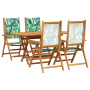 Conjunto de Comedor de Jardín de 5 Piezas Patrón de Hojas Madera Sólida de Acacia | Foro24.es | Tu tienda online para hogar, jardín y más Foro24.es