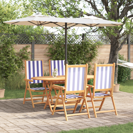 Conjunto de Comedor de Jardín de 5 Piezas Azul y Blanco de Madera de Acacia Sólida de , Mesas de jardín - Ref: Foro24-3375752...