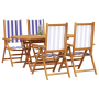 Conjunto de Comedor de Jardín de 5 Piezas Azul y Blanco de Madera de Acacia Sólida de , Mesas de jardín - Ref: Foro24-3375752...