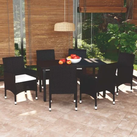 7-piece garden dining set and black synthetic rattan cushions by vidaXL, Garden sets - Ref: Foro24-3094976, Price: 509,10 €, ...