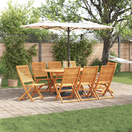 Set de comedor de jardín de 9 piezas de madera sólida de acacia