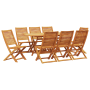 Set de comedor de jardín de 9 piezas de madera sólida de acacia