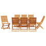 Set de comedor de jardín de 9 piezas de madera sólida de acacia