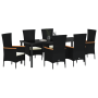 Conjunto de Comedor de Jardín de 7 Piezas con Cojines Negro