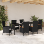 Conjunto de Comedor de Jardín de 7 Piezas con Cojines Negro