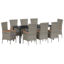 Conjunto de Comedor de Jardín de 9 Piezas con Cojines Gris
