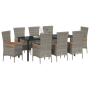 Conjunto de Comedor de Jardín de 9 Piezas con Cojines Gris