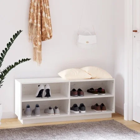 Massiver Schuhschrank aus weißem Kiefernholz 110x34x45 cm. von vidaXL, Schuhregale und Schuhorganisatoren - Ref: Foro24-81354...