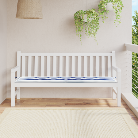 Cojín banco jardín rayas azul y blanco tela Oxford 180x50x4 cm de , Cojines para sillas y sofás - Ref: Foro24-361179, Precio:...