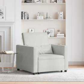 Sofá cama convertible 3 en 1 de terciopelo gris claro de , Sillones - Ref: Foro24-42002697, Precio: 306,61 €, Descuento: %