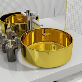 Lavabo 40x15 cm cerámica dorado
