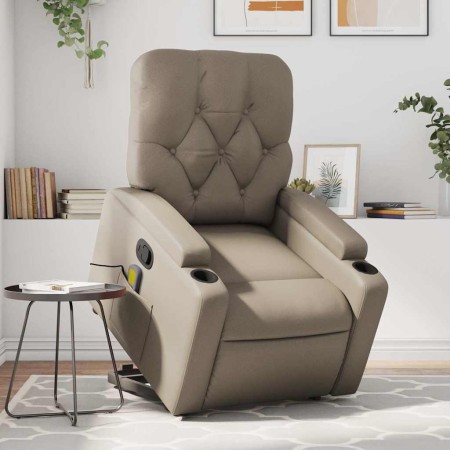Sillón reclinable masaje pie cuero artificial color capuchino de , Sillones - Ref: Foro24-3204785, Precio: 297,44 €