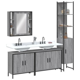 Set de armario de baño 4 pzas madera contrachapada gris sonoma de , Muebles de baño - Ref: Foro24-3214753, Precio: 270,28 €