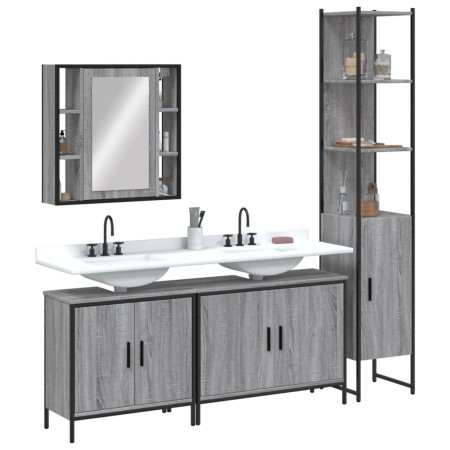 Set de armario de baño 4 pzas madera contrachapada gris sonoma de , Muebles de baño - Ref: Foro24-3214753, Precio: 270,28 €