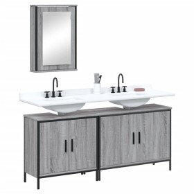 Set de muebles de baño 3 pzas madera contrachapada gris sonoma de , Muebles de baño - Ref: Foro24-3214793, Precio: 165,89 €