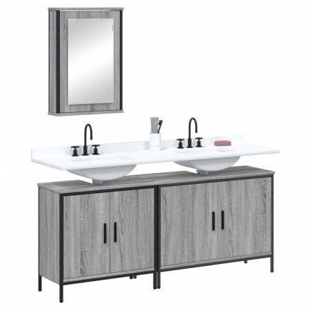 Set de muebles de baño 3 pzas madera contrachapada gris sonoma de , Muebles de baño - Ref: Foro24-3214793, Precio: 165,89 €