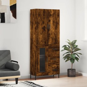 Aparador alto madera contrachapada roble ahumado 69,5x34x180 cm