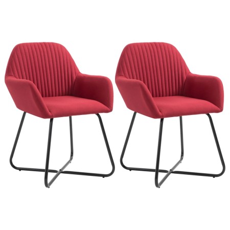 Sillas de comedor 2 unidades tela rojo tinto de , Sillas de comedor - Ref: Foro24-249815, Precio: 192,50 €