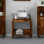 Armario de lavabo madera contrachapada roble ahumado 58x33x60cm de , Tocadores de baño - Ref: Foro24-821265, Precio: 63,02 €