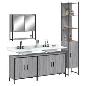 Set de muebles de baño 4 pzas madera contrachapada gris sonoma de , Muebles de baño - Ref: Foro24-3214693, Precio: 257,04 €