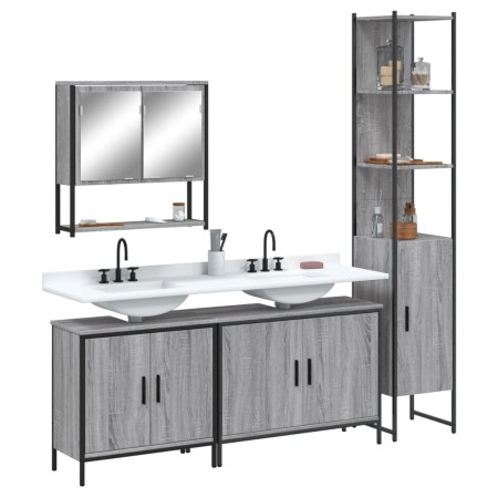 Set de muebles de baño 4 pzas madera contrachapada gris sonoma de , Muebles de baño - Ref: Foro24-3214693, Precio: 257,04 €