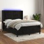 Cama box spring colchón y LED terciopelo negro 140x200 cm en Camas y somieres | Comprar online en Foro24