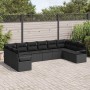 Conjunto de sofá de jardín 10 pcs Negro Poliratán