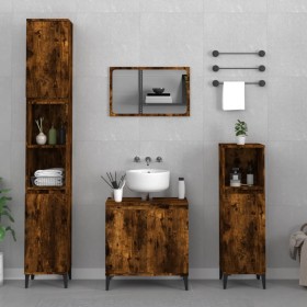 Set de muebles baño 3 pzas madera contrachapada roble ahumado de , Muebles de baño - Ref: Foro24-3185594, Precio: 192,39 €