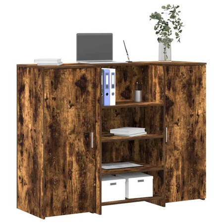 Mostrador de recepción roble ahumado 135x50x103,5 cm de , Escritorios - Ref: Foro24-3324191, Precio: 234,34 €, Descuento: %