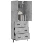 Aparador alto madera contrachapada gris hormigón 69,5x34x180 cm de , Aparadores - Ref: Foro24-3195855, Precio: 175,76 €, Desc...