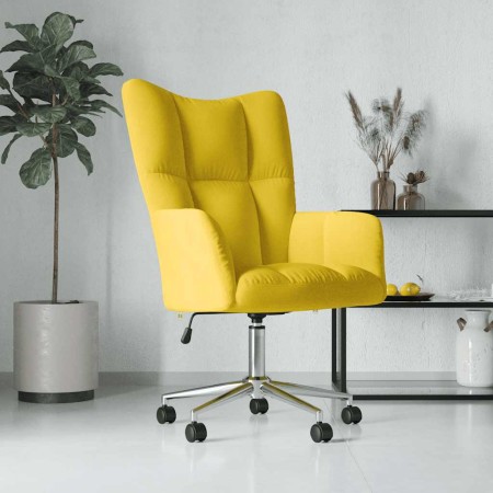 Sillón de relax de terciopelo amarillo mostaza