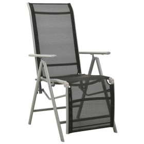 Silla de jardín reclinable textileno y aluminio plateado de , Sillas de jardín - Ref: Foro24-312196, Precio: 133,48 €