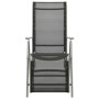 Silla de jardín reclinable textileno y aluminio plateado de , Sillas de jardín - Ref: Foro24-312196, Precio: 133,48 €