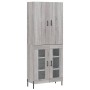 Aparador alto madera contrachapada gris sonoma 69,5x34x180 cm