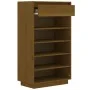Armario zapatero madera maciza de pino marrón miel 60x34x105 cm de vidaXL, Zapateros y organizadores de calzado - Ref: Foro24...