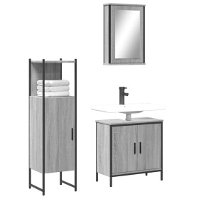 Set de muebles de baño 3 pzas madera contrachapada gris sonoma de , Muebles de baño - Ref: Foro24-3214823, Precio: 160,78 €